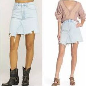 Free People Going Rogue Light Blue Demin Jean Skirt Size 25